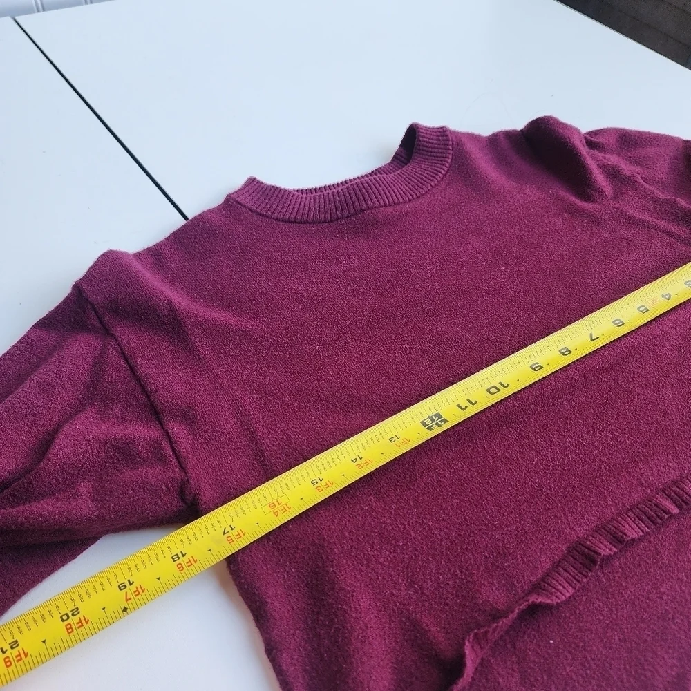 Free Assembly Kids Girls Burgundy Pullover Sweater Crop Top Long Sleeve M (7/8)